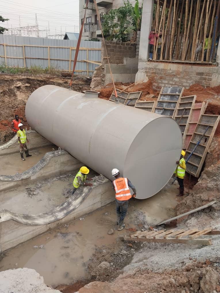 Industrial tank placement project supported by Adlerfields crew